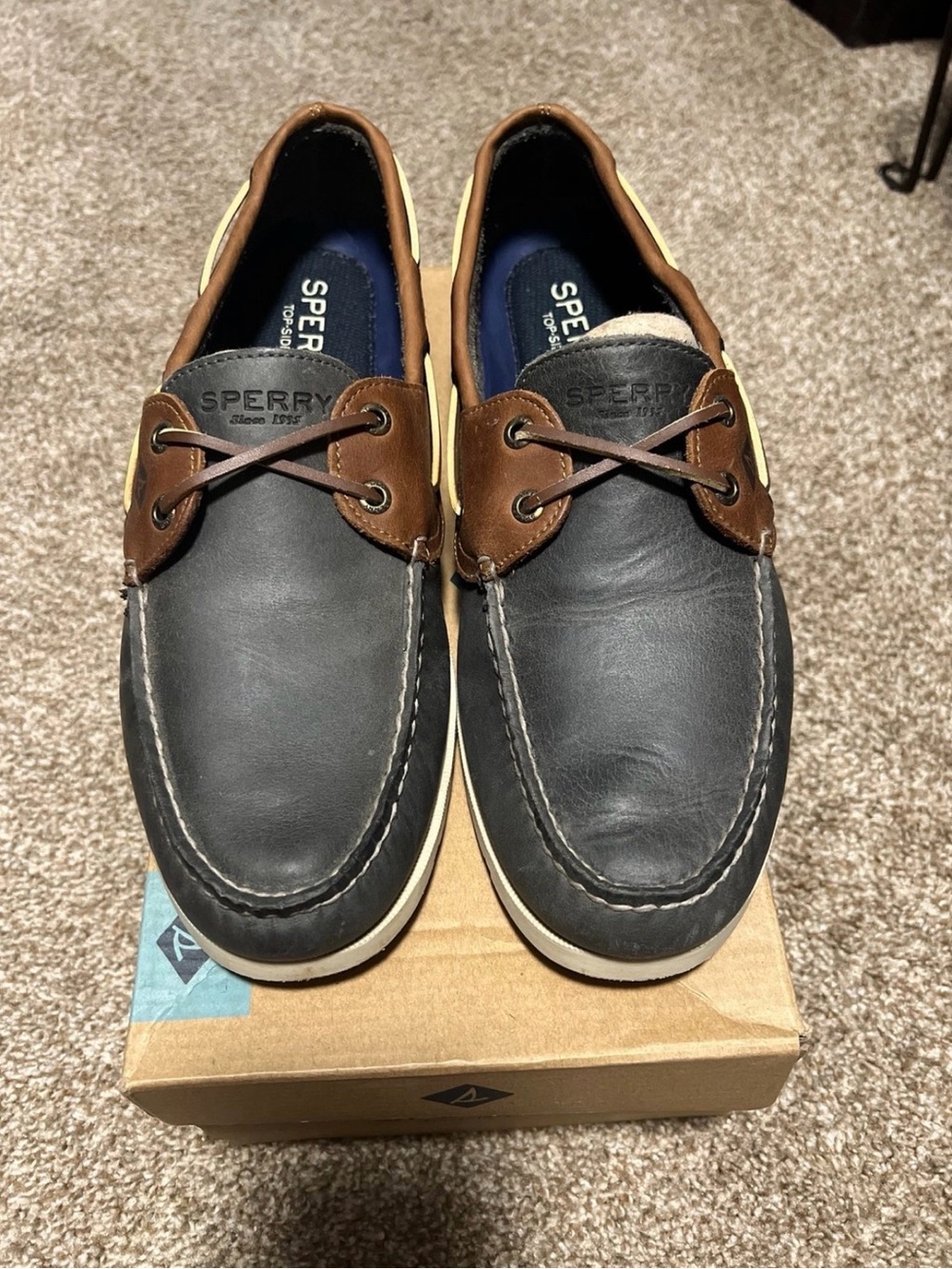 Sperry Men's Black and Brown Leather Boat Shoes